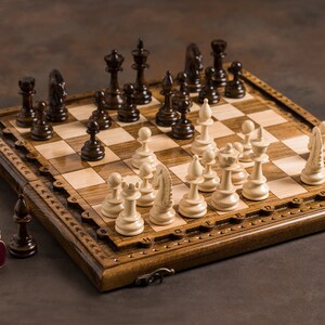 Handmade Wooden Chess Set, Travel Chess Set, Personalized Chess Set