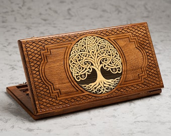Celtic Tree of Life Wooden Backgammon Set