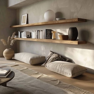 Wall shelf made of solid oak 4 cm | Handmade | Shelf board | Floating shelf board | Board | Kitchen shelf | Custom dimensions image 3