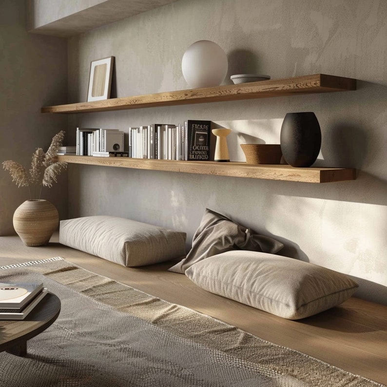 Wall shelf made of solid oak 4 cm | Handmade | Shelf board | Floating shelf board | Board | Kitchen shelf | Custom dimensions image 3