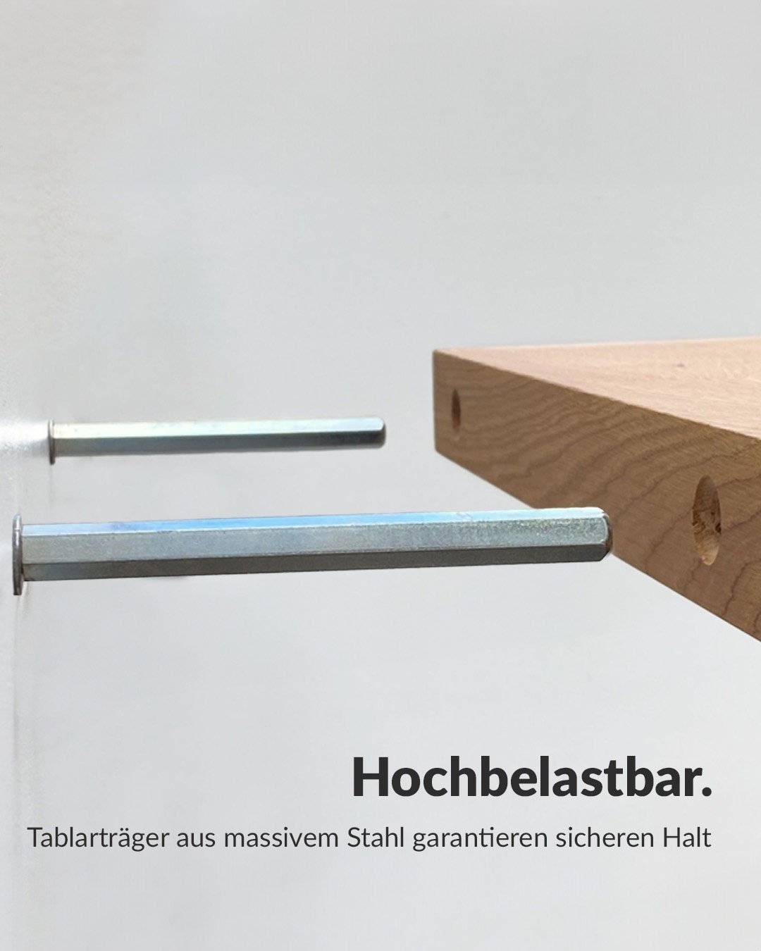 2 Stück Tablarträger zur Hohlraummontage für unsere Wandregale aus Eichenholz
