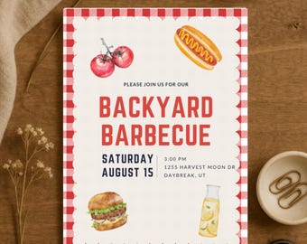 Backyard BBQ Invitation | Editable Cookout Template (Canva File)