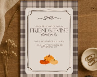 Friendsgiving Invitation | Editable Template | Fall Dinner Party | Thanksgiving Potluck | Printable Autumn Invite