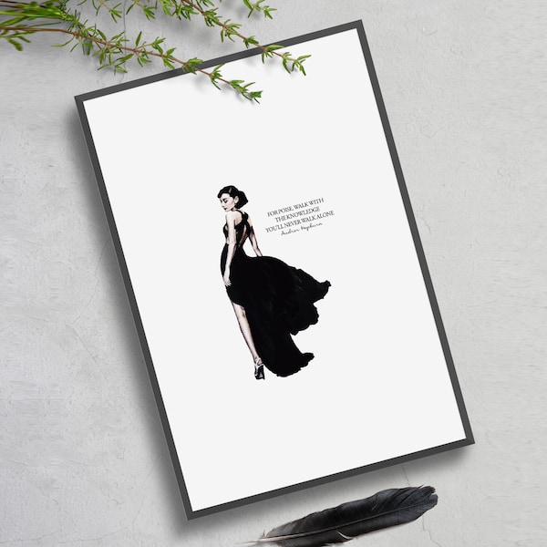 Audrey Hepburn Wall Print, Nothing is ImpossibleQuote,Inspirational Quote,Dorm RoomDecor,Black and White Decor,Hollywood Art,Home Decor