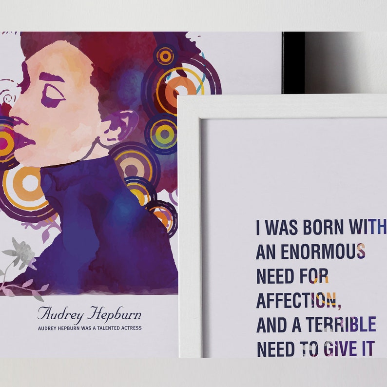 Audrey Hepburn Wall Art ,Set of 2 Prints,Hollywood Art,Printable Art, Inspirational Quotes, Mindfulness Quotes, Home Decor, Buddha Quotes image 3