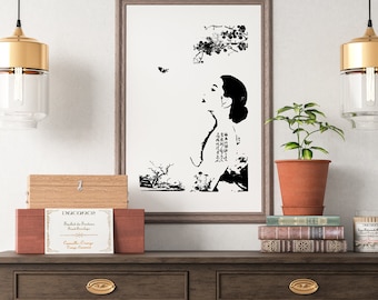 Stampa d'arte coreana, Pittura coreana, Murale coreano, Decorazione per ufficio, Decorazione per la casa coreana, Arte tradizionale coreana, Grande uomo coreano, "Shinsaimdang"