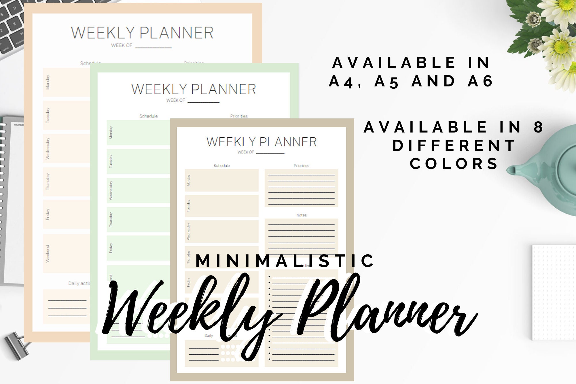 Printable Weekly Planner Sheet Minimal Planner, Weekly Agenda, to Do ...