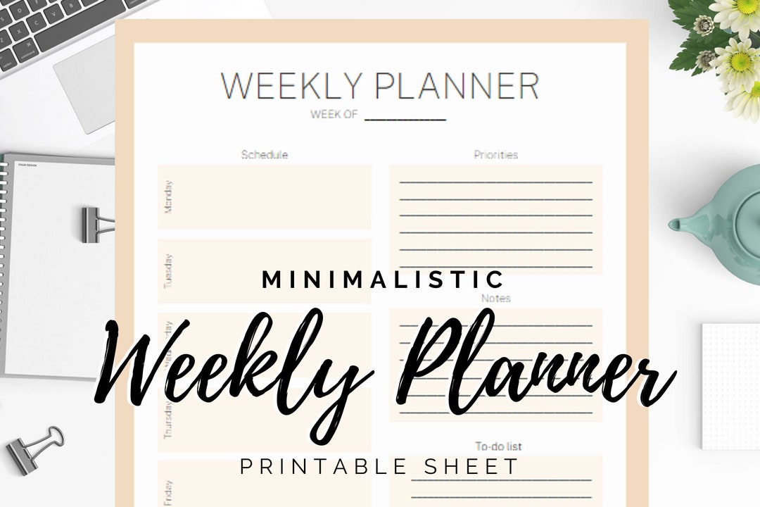 Printable Weekly Planner Sheet Minimal Planner, Weekly Agenda, to Do ...