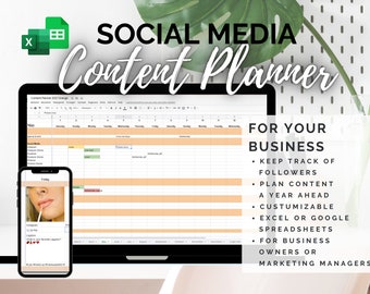 Social media aanpasbare content planner voor Kleine Bedrijven / Digital Content kalender planner, Google sheets / Excel sjabloon 2022-2023