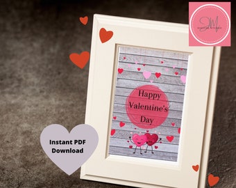 Valentine's Day Decor Instant Digital Printable Download Red Pink