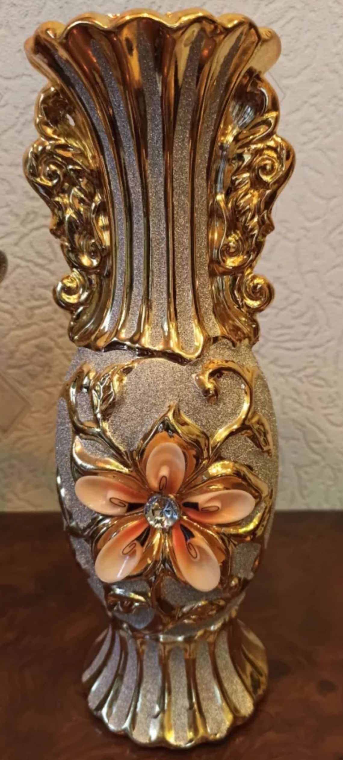 Vintage flower vase in goldplated porcelain the Flower Vase Etsy