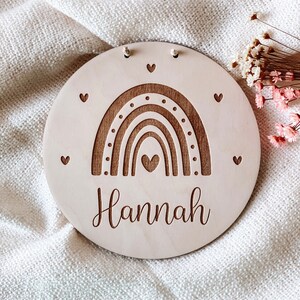 Name tag personalized baby gift wooden sign nursery baby room birth sign rainbow