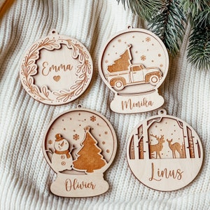 Personalisierter Weihnachtsbaum-Anhänger / Weihnachtskugel aus Holz / Weihnachtskugel mit Namen / Christbaumanhänger mit Wunschnamen