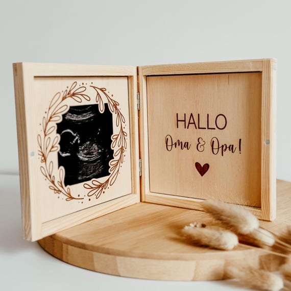 Schwangerschaft verkünden Geschenkbox/ Ihr werdet Oma und Opa / Schwangerschaftsankündigung / Ultraschallrahmen / Hallo Oma & Opa