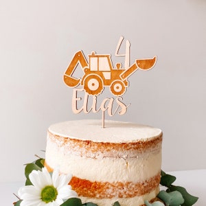 Primo compleanno Torta in legno Topper escavatore Compleanno / topper con un escavatore / Cake Decoration Party 1 ° compleanno