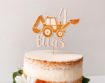 Erster Geburtstag Holz Cake Topper Bagger Geburtstag / Topper mit Bagger / Tortendekoration Party 1. Geburtstag