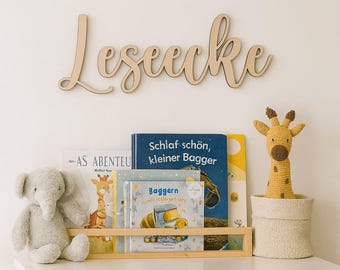 Schriftzug Leseecke , Holzschriftzug , nursery wooden wall script ,Dekoration , Wanddekoration, Regal Deko Märchen, Leseecke für Kinder