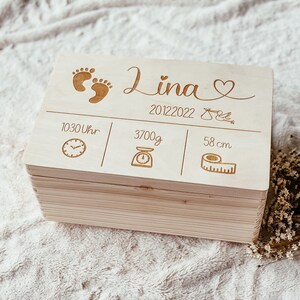 Personalisierte Erinnerungskiste Baby , Erinnerungskiste Baby , Holzbox mit Namen , Aufbewahrung Kinderzimmer , Erinnerungsbox Geburt Bild 6