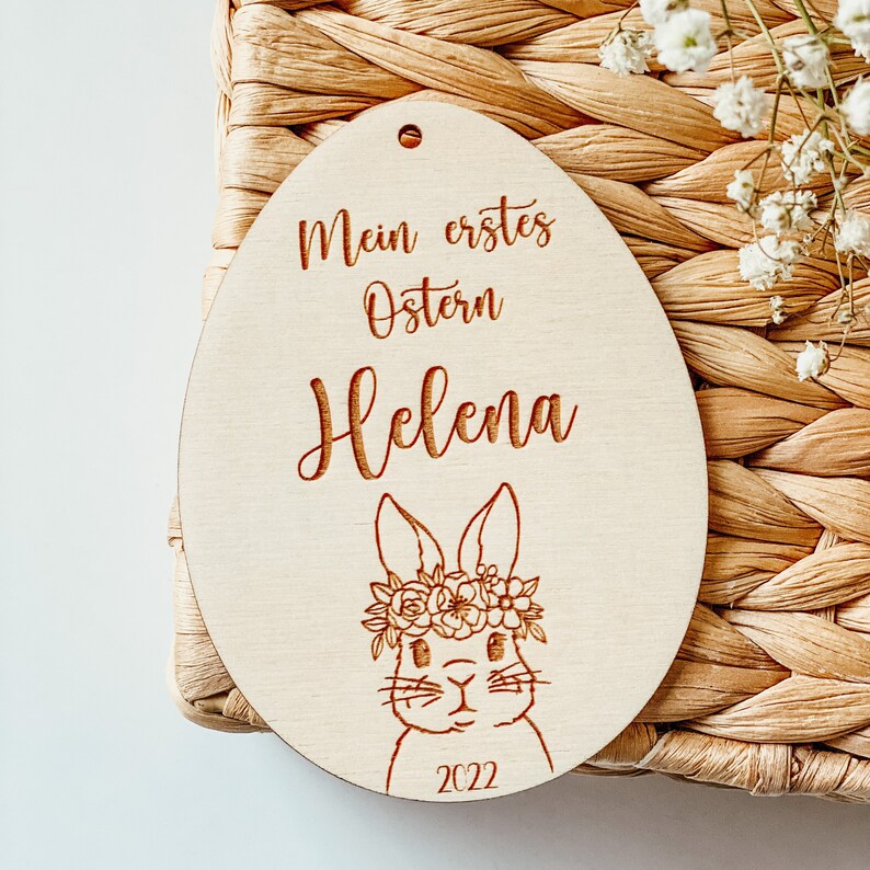 Osteranhänger / personalisiert mit Namen / Osterhase Holzanhänger / Ostergeschenk / Osterei image 2
