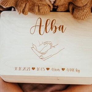 Personalisierte Erinnerungskiste Baby , Erinnerungskiste Baby , Holzbox mit Namen , Aufbewahrung Kinderzimmer heart box image 3