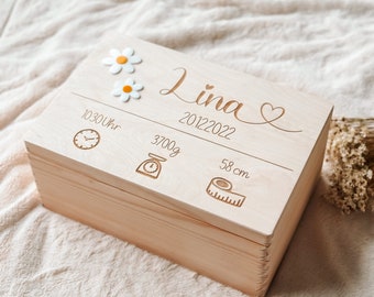 Personalisierte Erinnerungskiste Baby , Erinnerungskiste Baby , Holzbox mit Namen , Aufbewahrung Kinderzimmer ,weißer Name