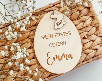 Personalisierter Anhänger Ostern / Ostereier Anhänger aus Holz / Osterkörbchen /Anhänger Ostern mit Name / Mein erstes Ostern