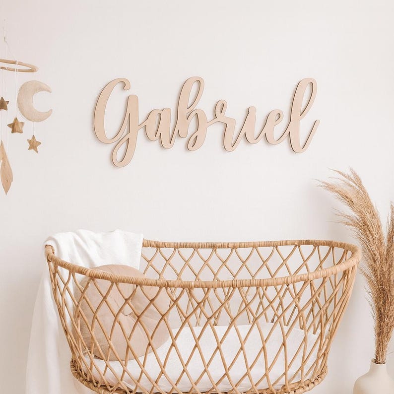 Signo personalizado de nombre de bebé de madera, Personalisierter Schriftzug, Namensschild, Schild aus Holz, Türschild, Hochzeit imagen 1
