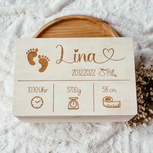 Personalisierte Erinnerungskiste Baby , Erinnerungskiste Baby , Holzbox mit Namen , Aufbewahrung Kinderzimmer , Erinnerungsbox Geburt imagen 7