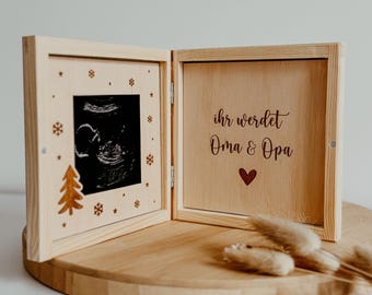 Schwangerschaft verkünden Geschenkbox/ Ihr werdet Oma und Opa / Schwangerschaftsankündigung / Ultraschallrahmen / Hallo Oma & Opa /USG frame