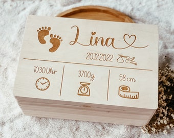 Gepersonaliseerde Erinnerungskiste Baby , Erinnerungskiste Baby , Holzbox mit Namen , Aufbewahrung Kinderzimmer , Erinnerungsbox Geburt