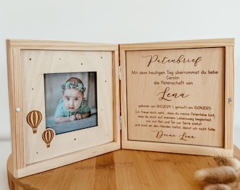 Personalized Patenbrief Taufe Holz, Geschenk Patenonkel, Geschenk Patentante, Geschenk zur Taufe, Patenkind, Taufbrief