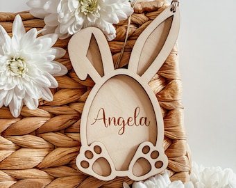 Ostern Anhänger / Ostereier Anhänger aus Holz / Osterkörbchen /Anhänger Ostern mit Name / Mein erstes Ostern