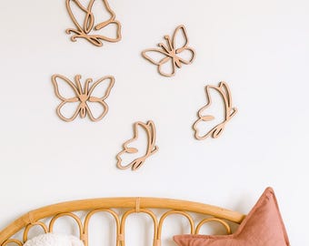 Butterflies, Baby room, Schmetterlinge, Babyzimmer Deko aus Holz, Holzschmetterling an der Wand