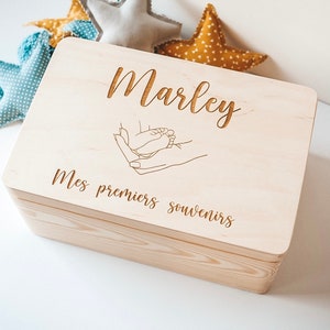 Personalisierte Erinnerungskiste Baby , Erinnerungskiste Baby , Holzbox mit Namen , Aufbewahrung Kinderzimmer heart box image 9