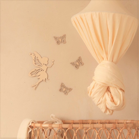 Wooden fairy, wooden butterflies , decor aus Holz , nursery wooden wall script , Kinderzimmer Dekoration , Wanddekoration