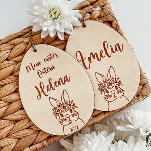 Osteranhänger / personalisiert mit Namen / Osterhase Holzanhänger / Ostergeschenk / Osterei image 1