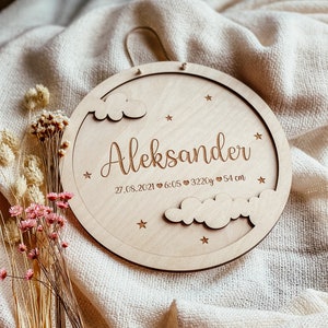 Geburtsschild aus Holz Holzschild Namensschild Geschenkidee zur Geburt Baby Holzname