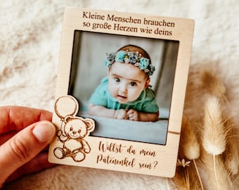 Willst du meine Patentante sein I Willst du mein Patenonkel sein /Patenonkel fragen / Pateneltern / Holzrahmen für die Taufpatin