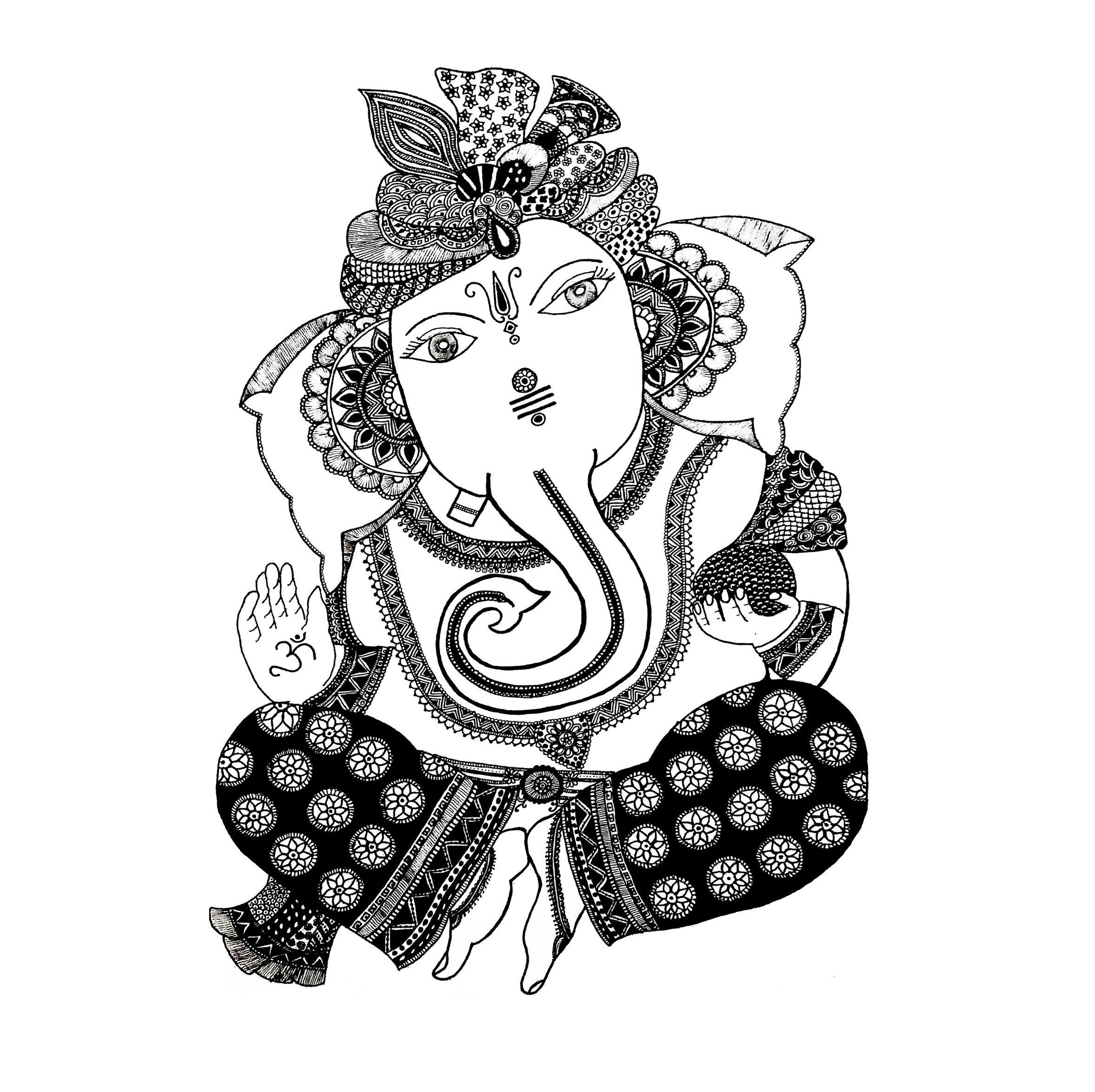 Ganesha Wall Art Digital Mandala Art Printable Indian Wall - Etsy España