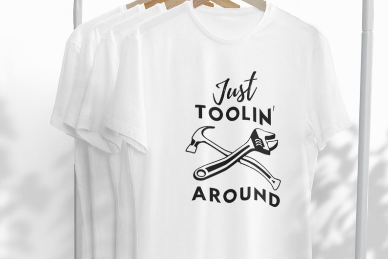 Lustiges Toolin 'Around Handyman Wortspiel Bau Dad Shirt, Tischler Opa, Papa Witz Punny T-shirt, Geburtstagsgeschenk für Opa Papa für ihn White