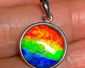 Natural Canadian Ammolite Pendant Sterling Silver Jewelry Rare Canadian gemstones Multiple Options