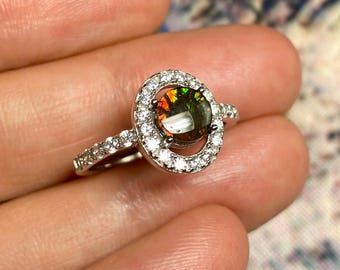 Kanadischer Ammolit Freeform Edelstein Silber Ring Gr. 7,5 für Sie #448