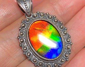Mother’s Day Gift Natural Canadian Ammolite Pendant Sterling Silver Jewelry Rare Canadian gemstones Multiple Options
