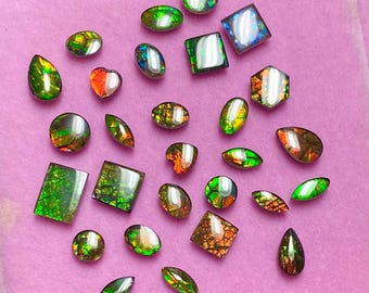 Canadian Ammolite Triplets Loose Beads Pair Jewelry Making DIY Small Multiple Options KE