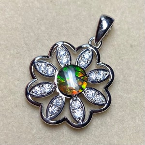 Canadian AmmoLite Triplet Gemstone Pendant Sterling Silver 26X18.5 mm #JP354