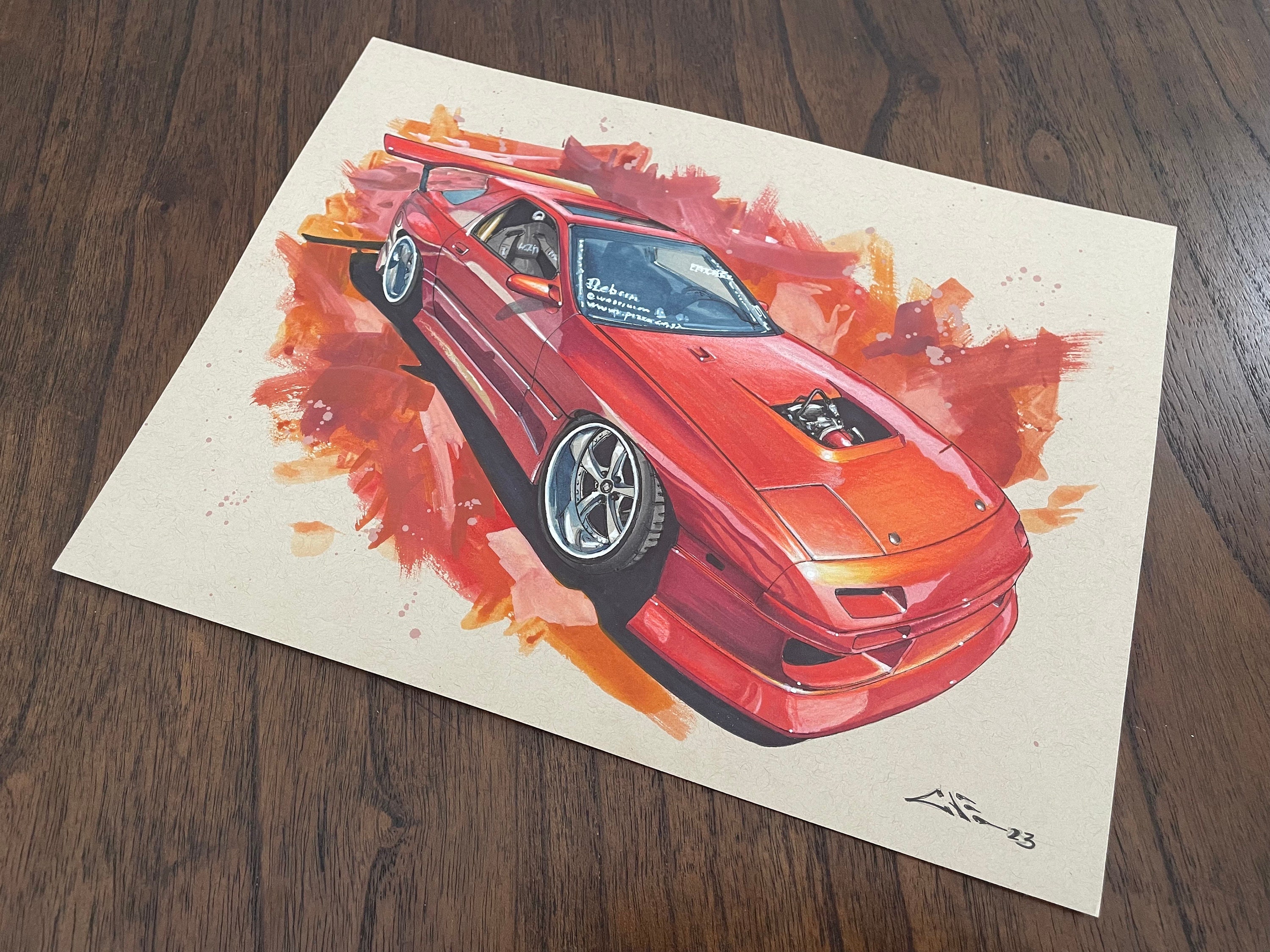 Drag Racing Rx7 Drawing RX7 FC Handmade Drawing: Original Car Art on Toned Paper (9x12) - Etsy