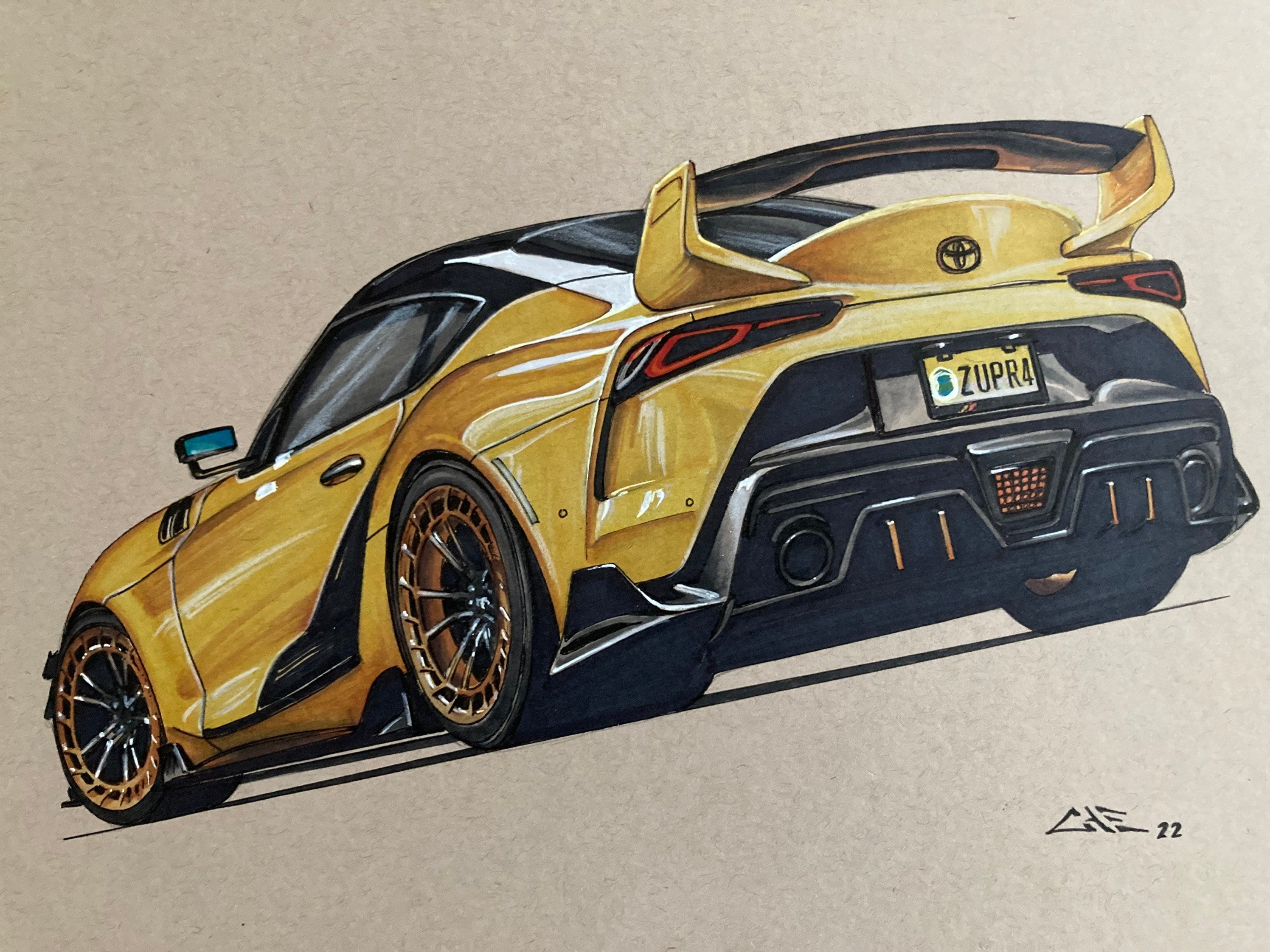 How To Draw A TOYOTA SUPRA A90 2019 ROCKET BUNNY Drawing Car Coloring