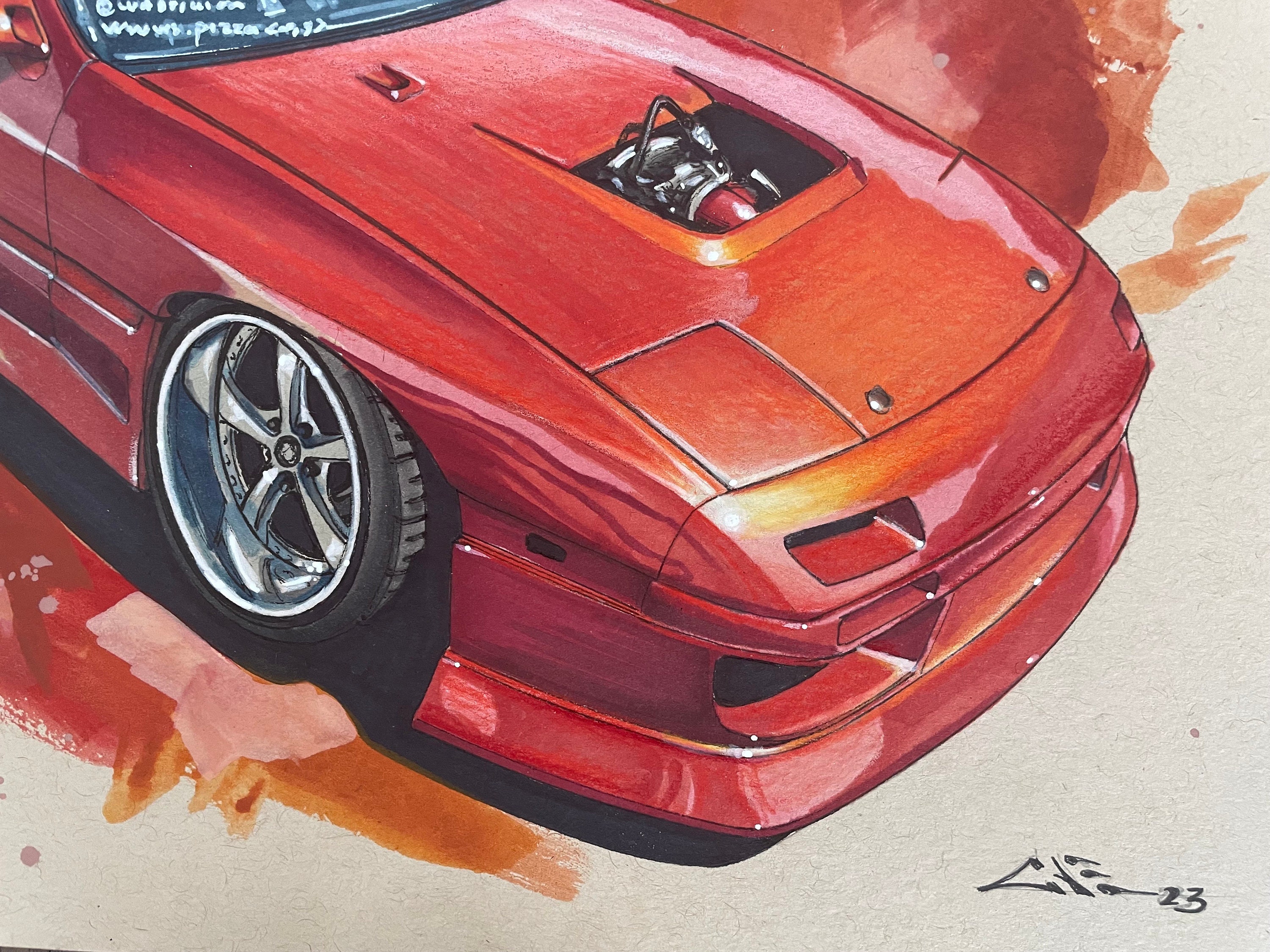 Drag Racing Rx7 Drawing RX7 FC Handmade Drawing: Original Car Art on Toned Paper (9x12) - Etsy