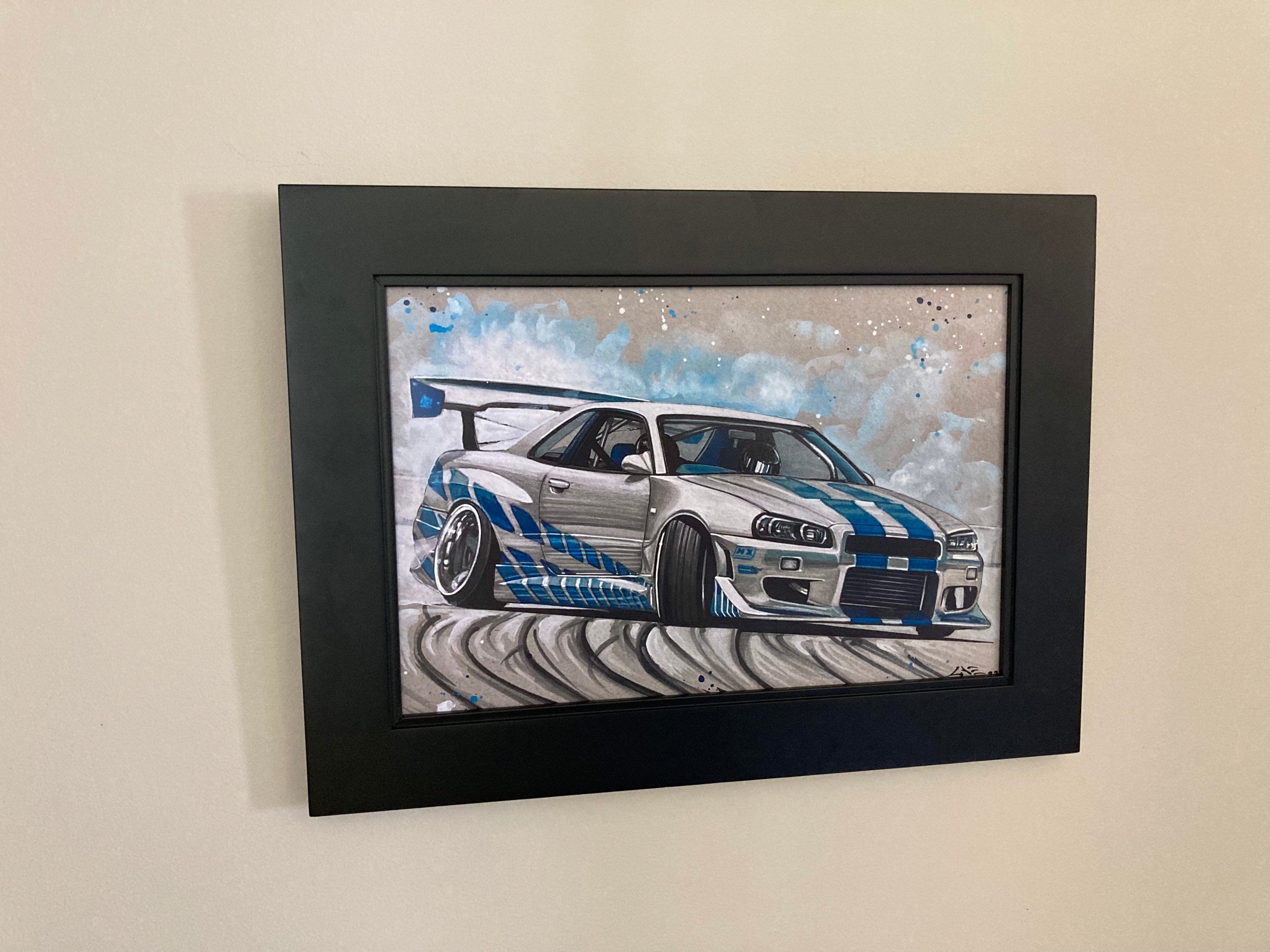 スカイラインGTR R34 part１「R34と富士山」水彩画 スカイラインGTR R34 part1「R34と富士山」水彩画 R34 SKYLINE