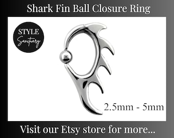 Shark Fin Ball Closure Ring Captive Bead Earring Ear Lobe Stretcher Expander Stretching Taper Earlobe Gauges Body Jewellery Bar